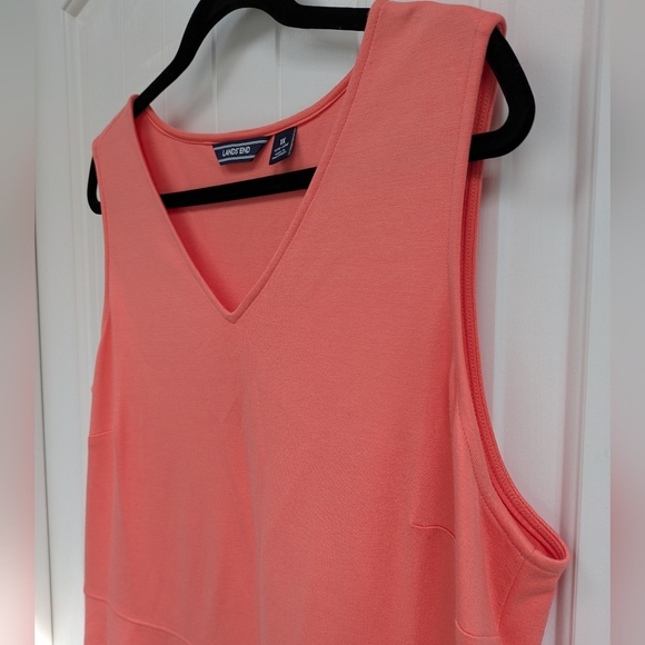 Lands' End Coral V-Neck Midi Dress - Picture 3 of 6